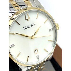 Bulova Women's Watch 98P201 Quartz Diamond Mother of Pearl Dial Two Tone Steel